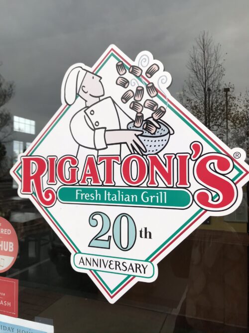Rigatoni logo on window