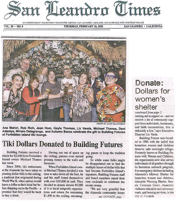 Tiki Dollars Donated to Building Futures â€“ Building Futures